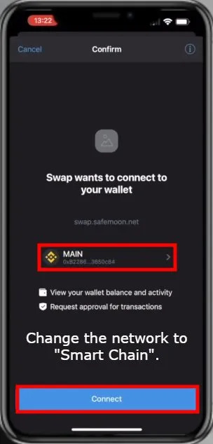 شبکه را به Smart Chain تغییر دهید